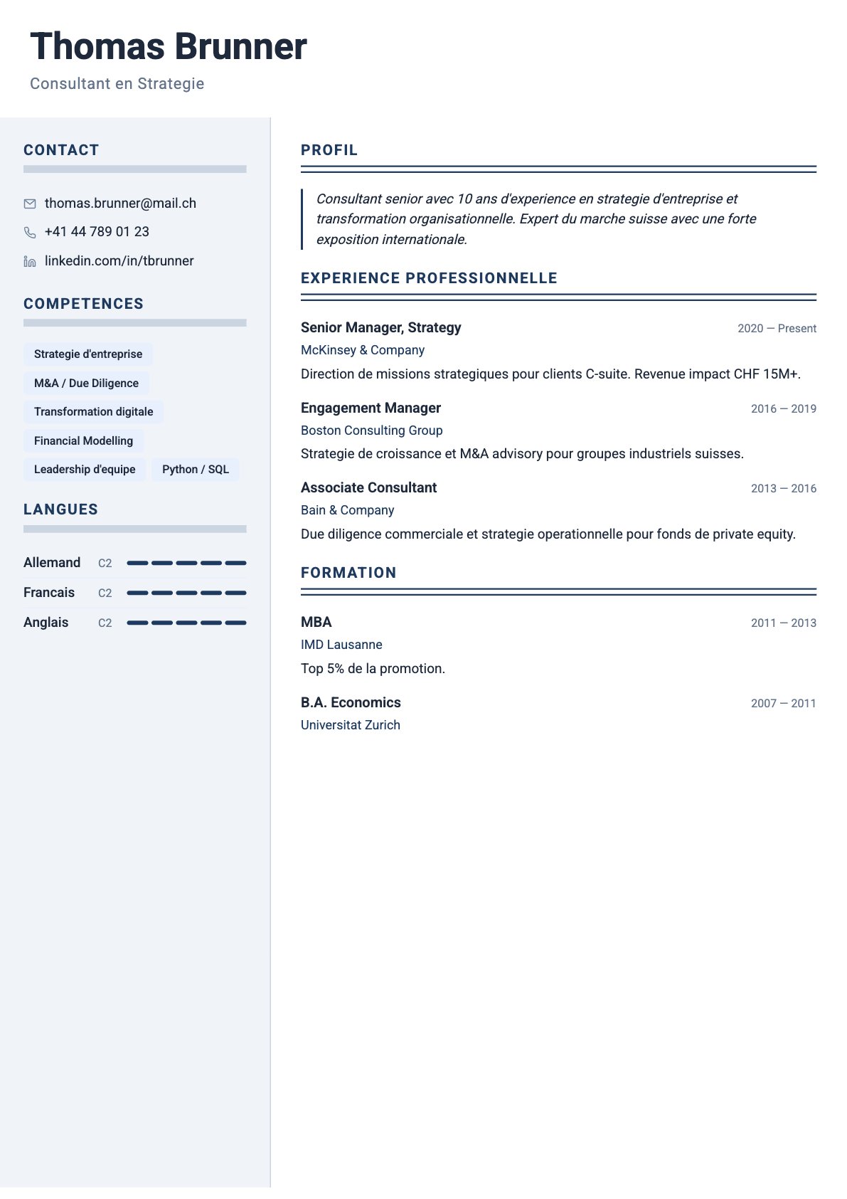 Corporate — modèle de CV ATS-optimisé