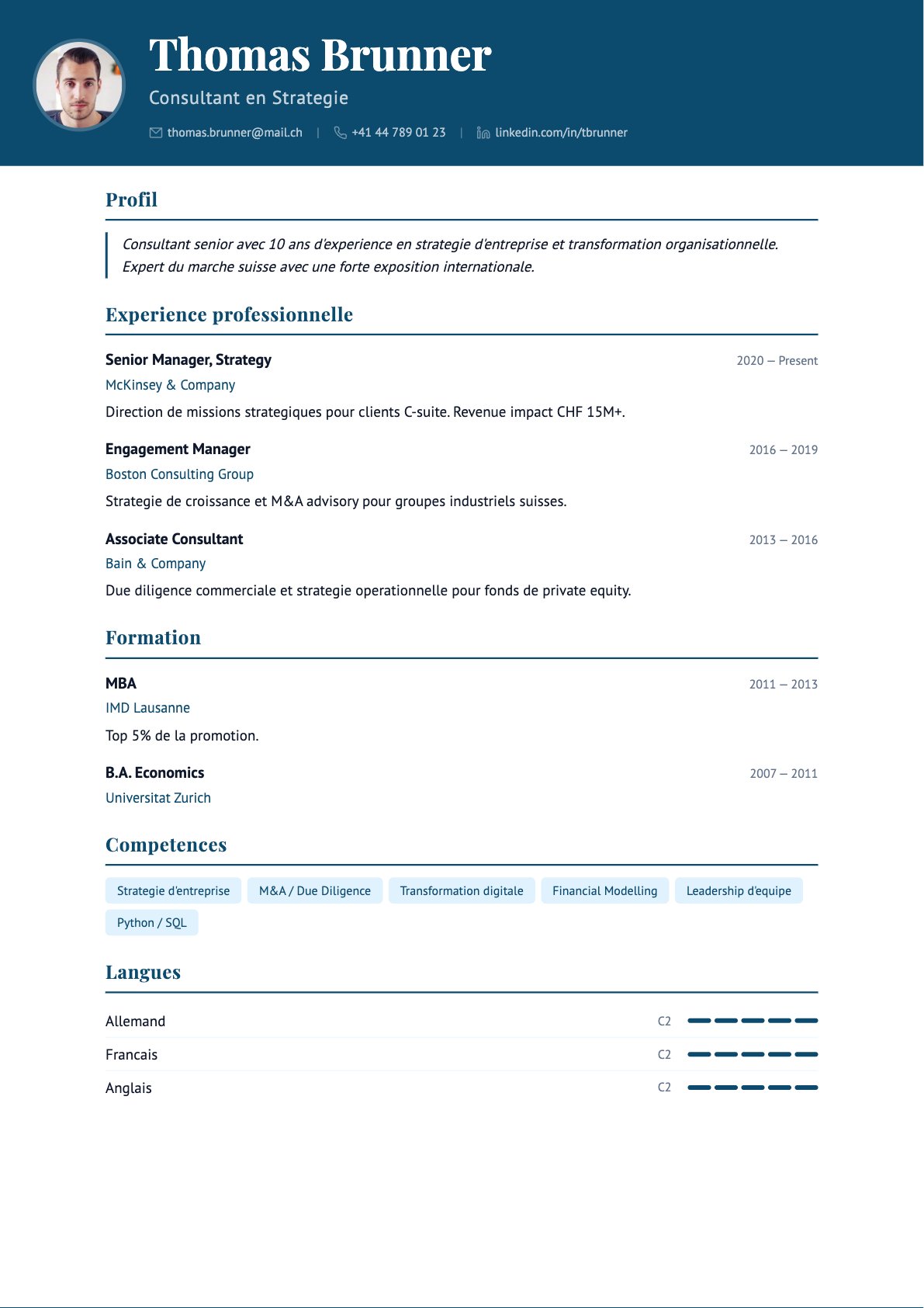 Executive — modèle de CV ATS-optimisé