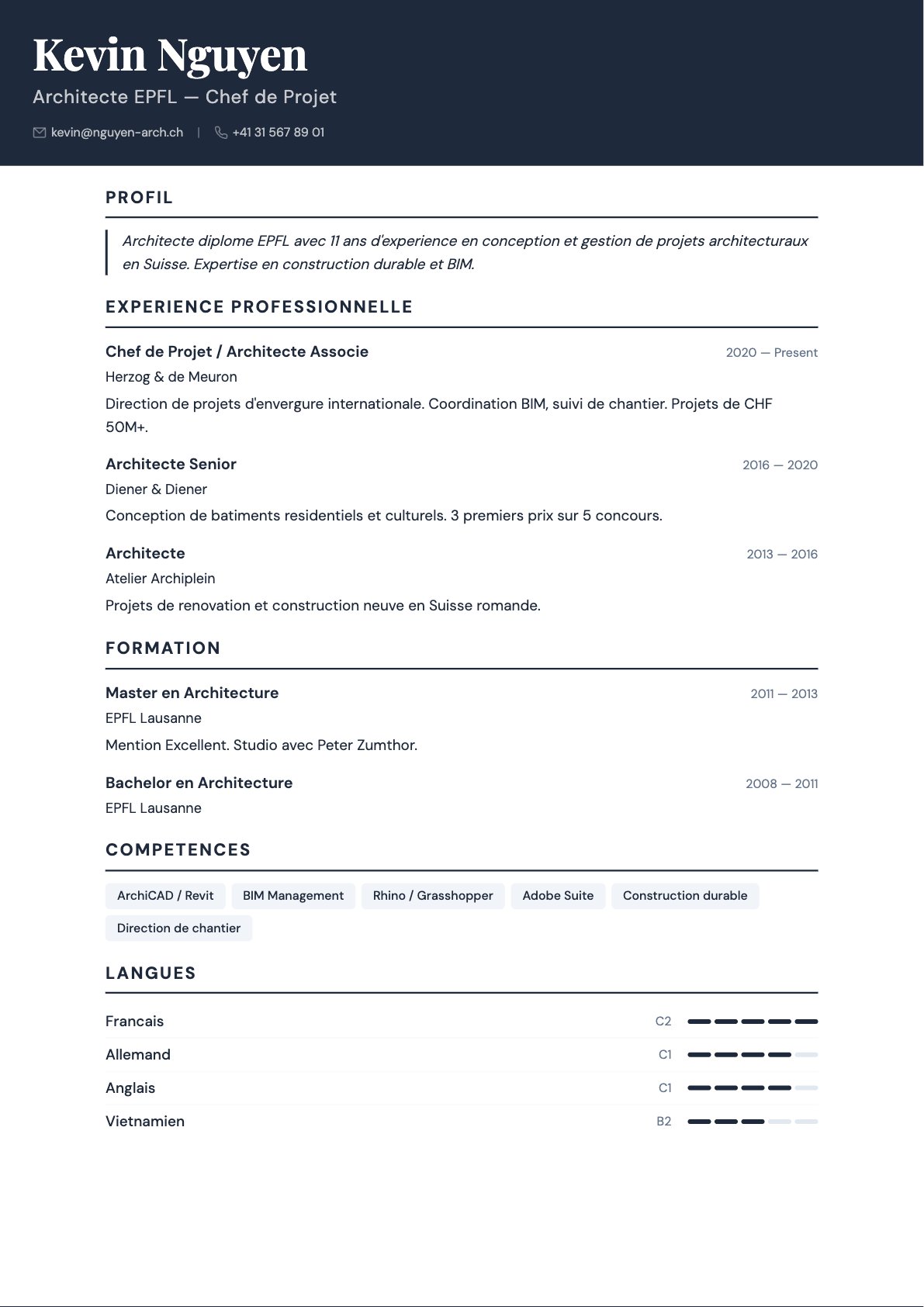 Professionnel — modèle de CV ATS-optimisé