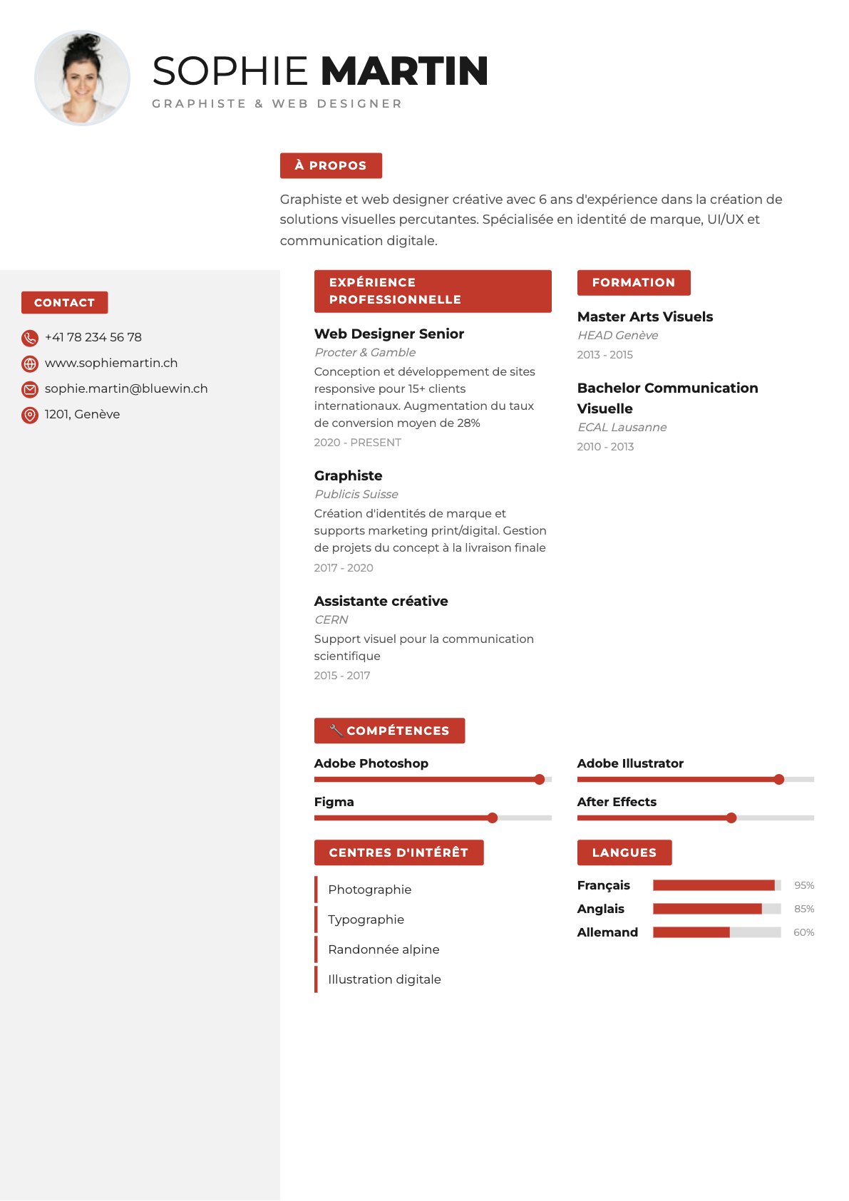 Redline — modèle de CV ATS-optimisé