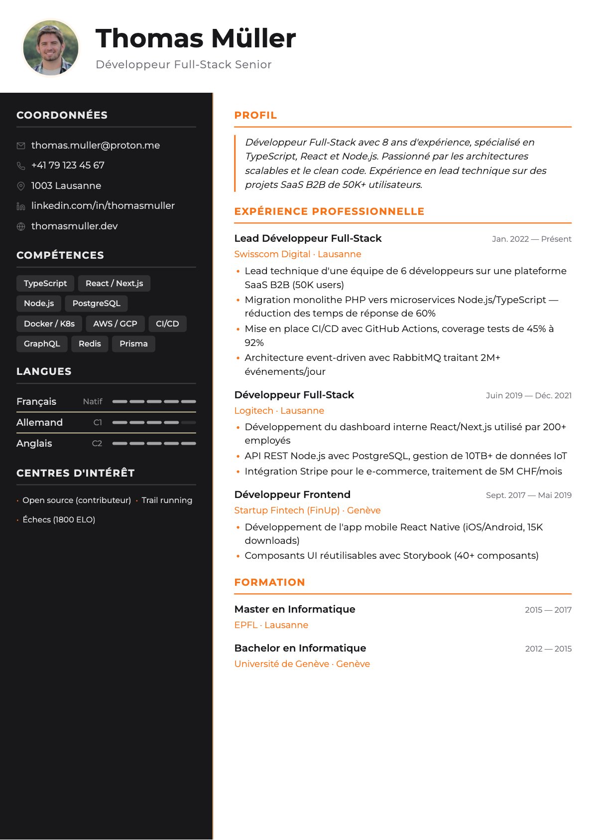 Startup — modèle de CV ATS-optimisé